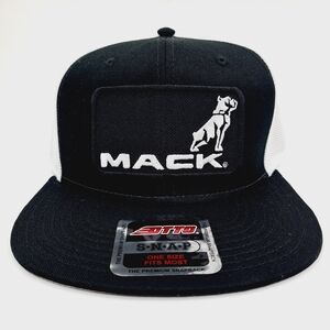 Otto Hat Cap Flat Bill Trucker Mack Trucks Embroidered Patch Black Mesh …